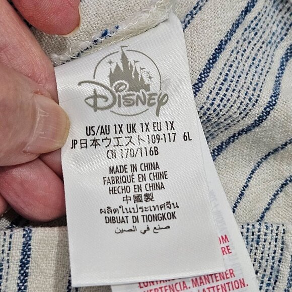 Disney Stitch Women's 1X Striped Shorts Relaxed Fit Drawstring Waist Blue White - Picture 6 of 10